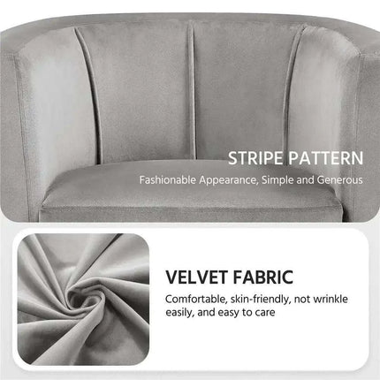 Beige Velvet Barrel Accent Armchair - Elegant Home Furnishing Piece - Très Elite