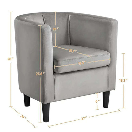 Beige Velvet Barrel Accent Armchair - Elegant Home Furnishing Piece - Très Elite