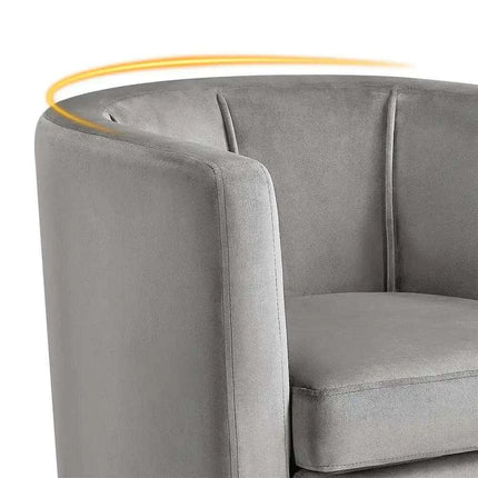 Beige Velvet Barrel Accent Armchair - Elegant Home Furnishing Piece - Très Elite