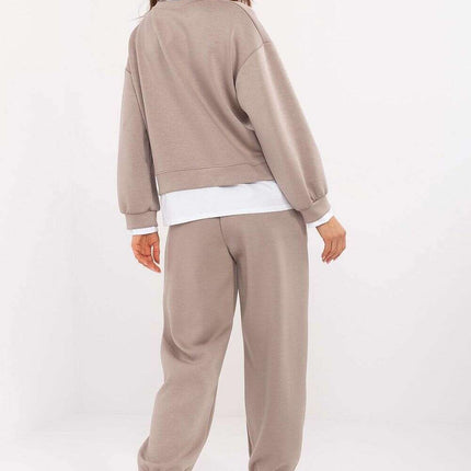 Beige Viscose Blend Tracksuit Set For Women 207019 Premium - Très Elite