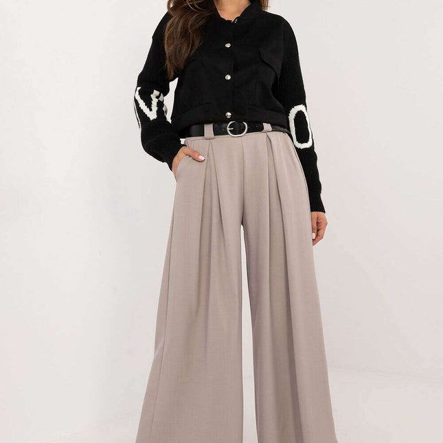 Beige Wide Leg Trousers Model 201862 For Work And Formal