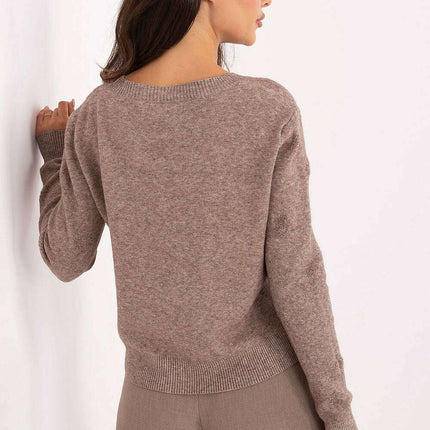 Beige Women Cardigan 216675 Viscose Blend For Office Wear - Très Elite