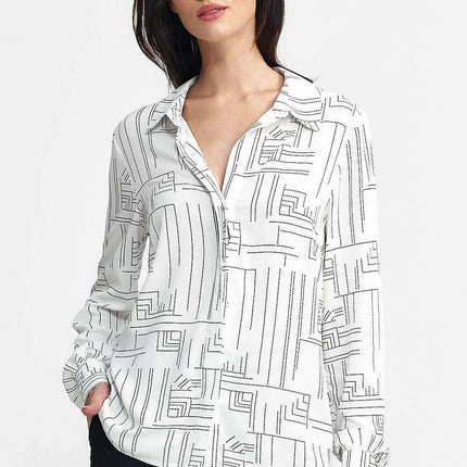 Beige Womens Long Sleeve Shirt Model 200386 Classic Collar - Très Elite