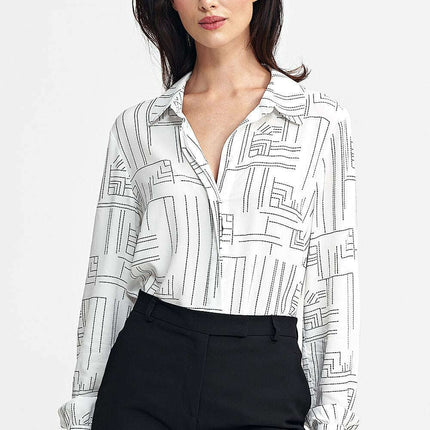 Beige Womens Long Sleeve Shirt Model 200386 Classic Collar - Très Elite
