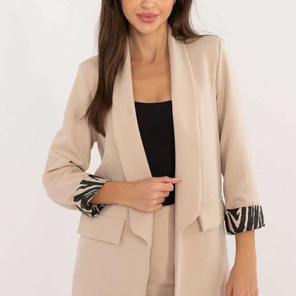Beige Womens Polyester Jacket 200482 Elegant Casual Wear - Très Elite