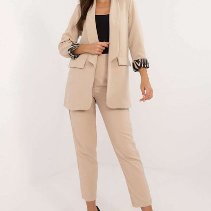 Beige Womens Polyester Jacket 200482 Elegant Casual Wear - Très Elite