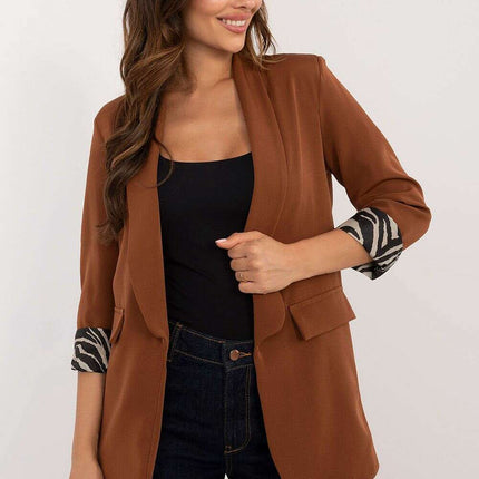Beige Womens Polyester Jacket 200482 Elegant Casual Wear - Très Elite