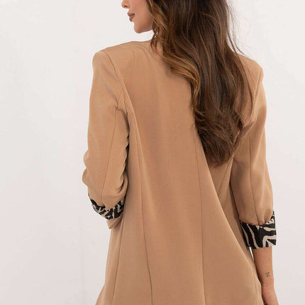 Beige Womens Polyester Jacket 200482 Elegant Casual Wear - Très Elite