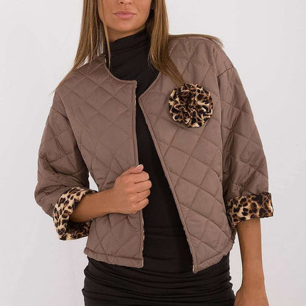 Beige Womens Quilted Jacket Model 199953 All Seasons - Très Elite
