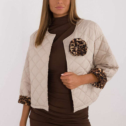 Beige Womens Quilted Jacket Model 199953 All Seasons - Très Elite