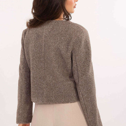 Beige Women's Short Jacket 216708 With Button Front - Très Elite