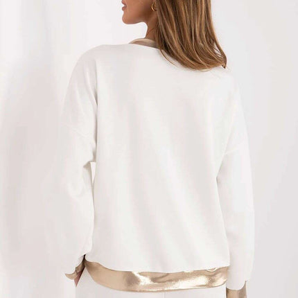 Beige Women's V Neck Sweatshirt Premium Blend 208991 - Très Elite