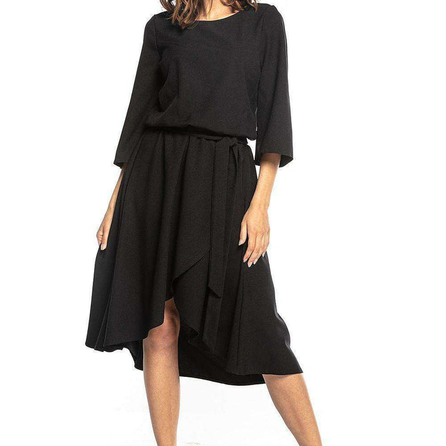 Belted Asymmetrical Midi Dress – Elegant Tessita Daywear