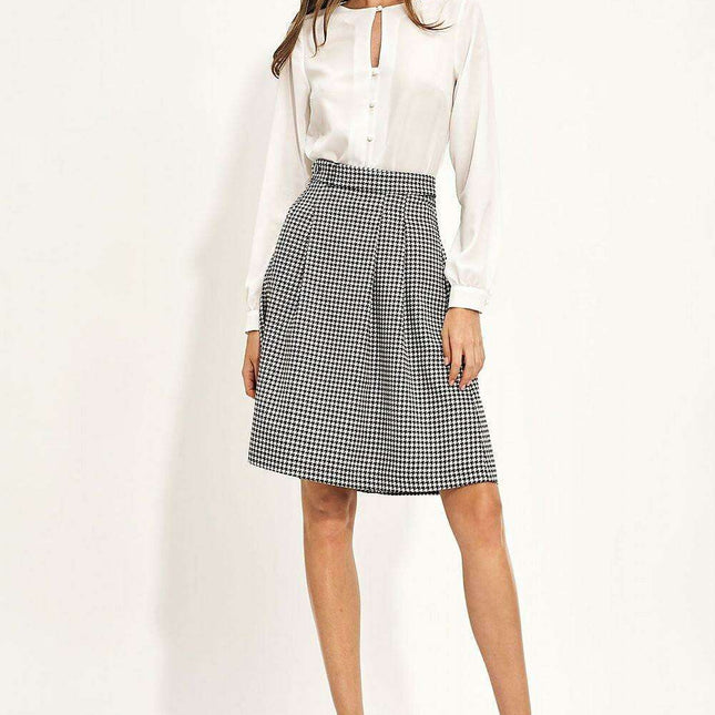 Belted High Waist Flared Skirt Women Elegant Casual Style