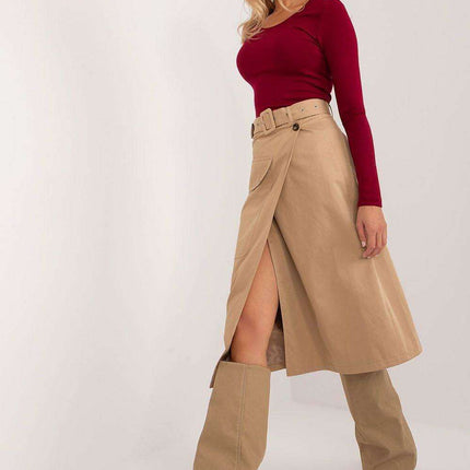 Belted Midi Skirt with Distinctive Envelope Front Detail - Très Elite