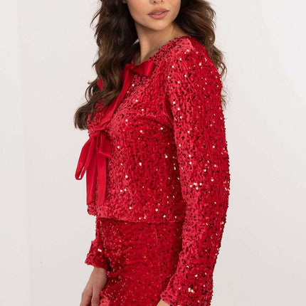 Black Blouse 203397 With Sequin Trim For Evening Wear - Très Elite