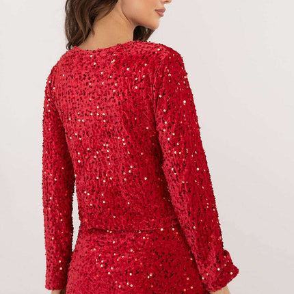 Black Blouse 203397 With Sequin Trim For Evening Wear - Très Elite