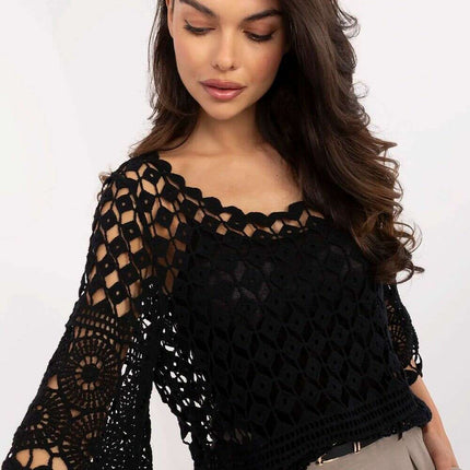 Black Boho Cotton Blouse And Camisole Set Model 213442 - Très Elite