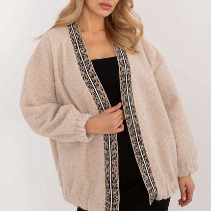 Black Cardigan 201283 Long Sleeve With Front Trim Edge - Très Elite