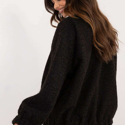 Black Cardigan 201283 Long Sleeve With Front Trim Edge - Très Elite