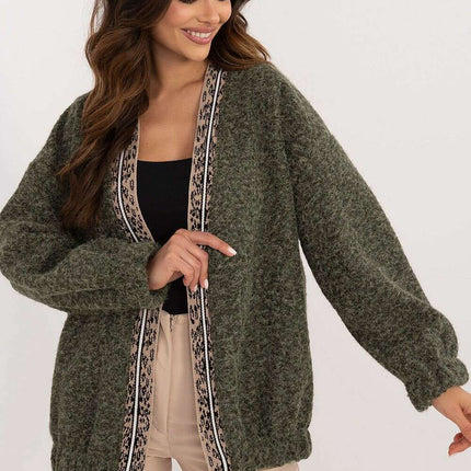 Black Cardigan 201283 Long Sleeve With Front Trim Edge - Très Elite