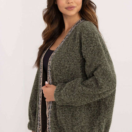 Black Cardigan 201283 Long Sleeve With Front Trim Edge - Très Elite