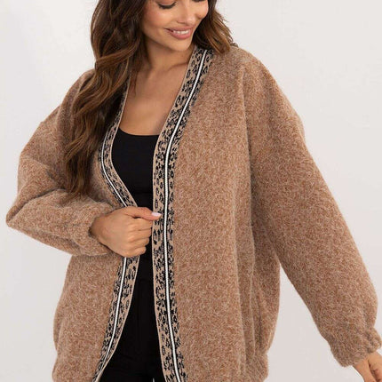 Black Cardigan 201283 Long Sleeve With Front Trim Edge - Très Elite