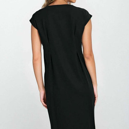 Black Day Dress 213976 Breathable Linen Rayon Blend - Très Elite