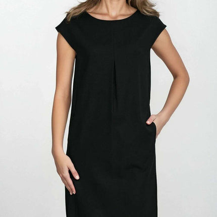 Black Day Dress 213976 Breathable Linen Rayon Blend