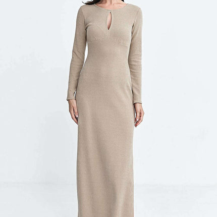 Black Daydress Model 200384 Fitted Knit Maxi Long Sleeves - Très Elite