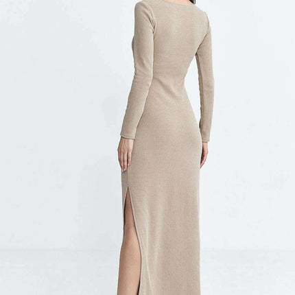 Black Daydress Model 200384 Fitted Knit Maxi Long Sleeves - Très Elite