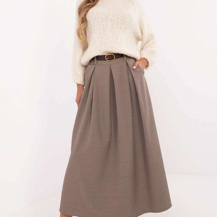 Black Flared Maxi Skirt 201607 Polyester Elastane Blend