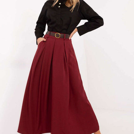 Black Flared Maxi Skirt 201607 Polyester Elastane Blend