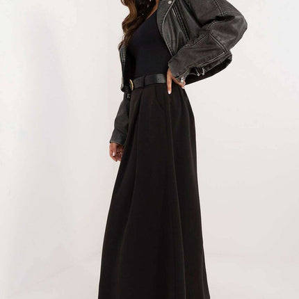 Black Flared Maxi Skirt 201607 Polyester Elastane Blend - Très Elite