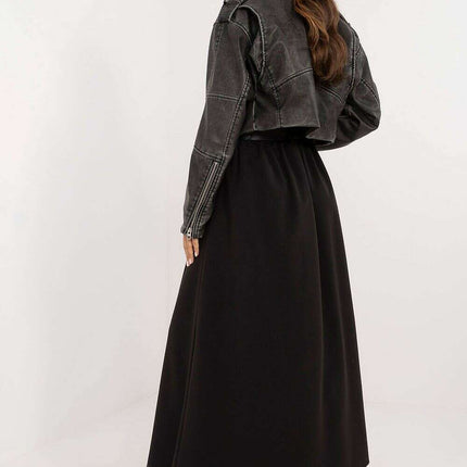 Black Flared Maxi Skirt 201607 Polyester Elastane Blend - Très Elite