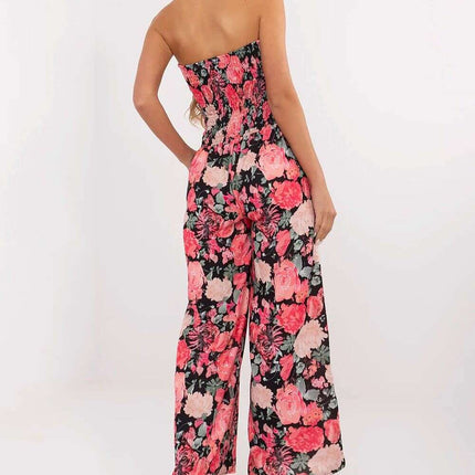 Black Floral Pattern Jumpsuit Viscose For Women Casual Wear - Très Elite