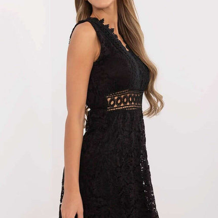 Black Lace Short Dress 212030 Sweetheart Neckline Elegant - Très Elite