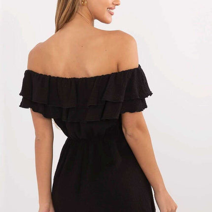 Black Lightweight Muslin Jumpsuit Off Shoulder Model 213850 - Très Elite