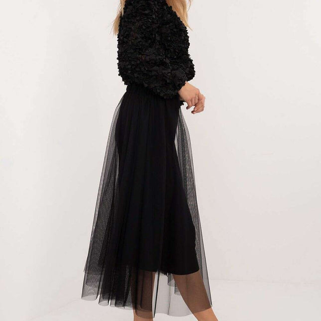 Black Midi Flared Tulle Skirt Model 201596 Polyester