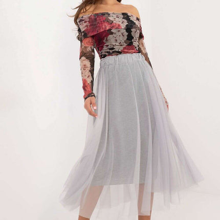 Black Midi Flared Tulle Skirt Model 201596 Polyester