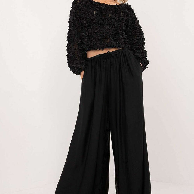 Black Silk Blend Women Trousers Model 201601 Everyday