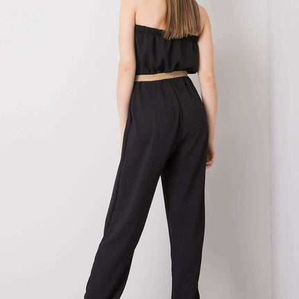 Black Sleeveless Jumpsuit Casual Cotton Blend For Women - Très Elite