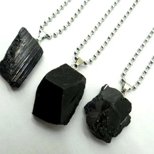 Black Tourmaline Unisex Slide Pendant - Chic Charm & Mood Tracker