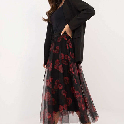 Black Tulle Midi Skirt 202883 With Viscose Lining Elegance - Très Elite
