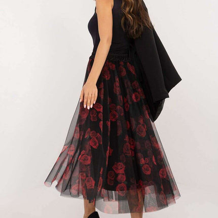 Black Tulle Midi Skirt 202883 With Viscose Lining Elegance - Très Elite