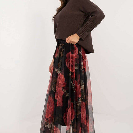 Black Tulle Midi Skirt 202883 With Viscose Lining Elegance - Très Elite