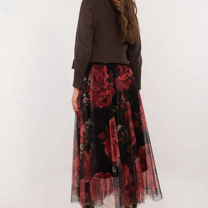 Black Tulle Midi Skirt 202883 With Viscose Lining Elegance - Très Elite
