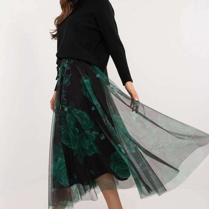 Black Tulle Midi Skirt 202883 With Viscose Lining Elegance - Très Elite