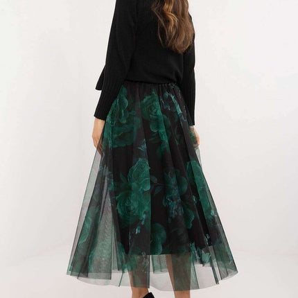 Black Tulle Midi Skirt 202883 With Viscose Lining Elegance - Très Elite
