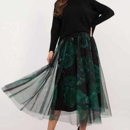Black Tulle Midi Skirt 202883 With Viscose Lining Elegance - Très Elite